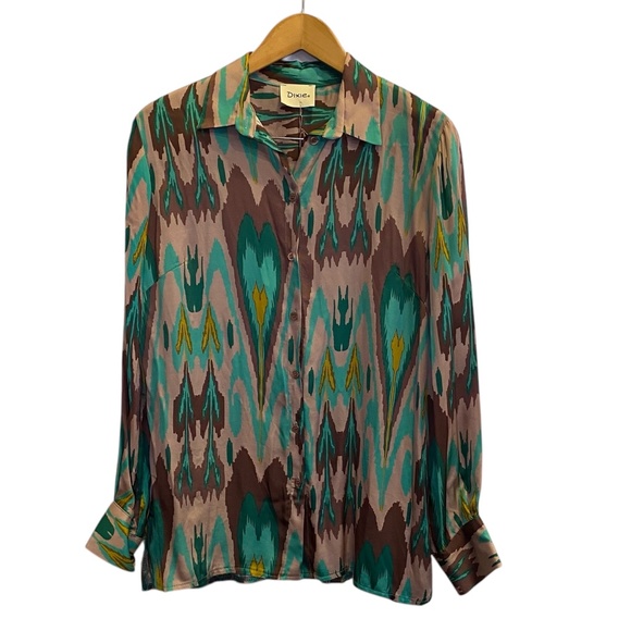 NWT Dixie Collection Italy Women’s abstract colorful blouse sz L - Picture 1 of 8